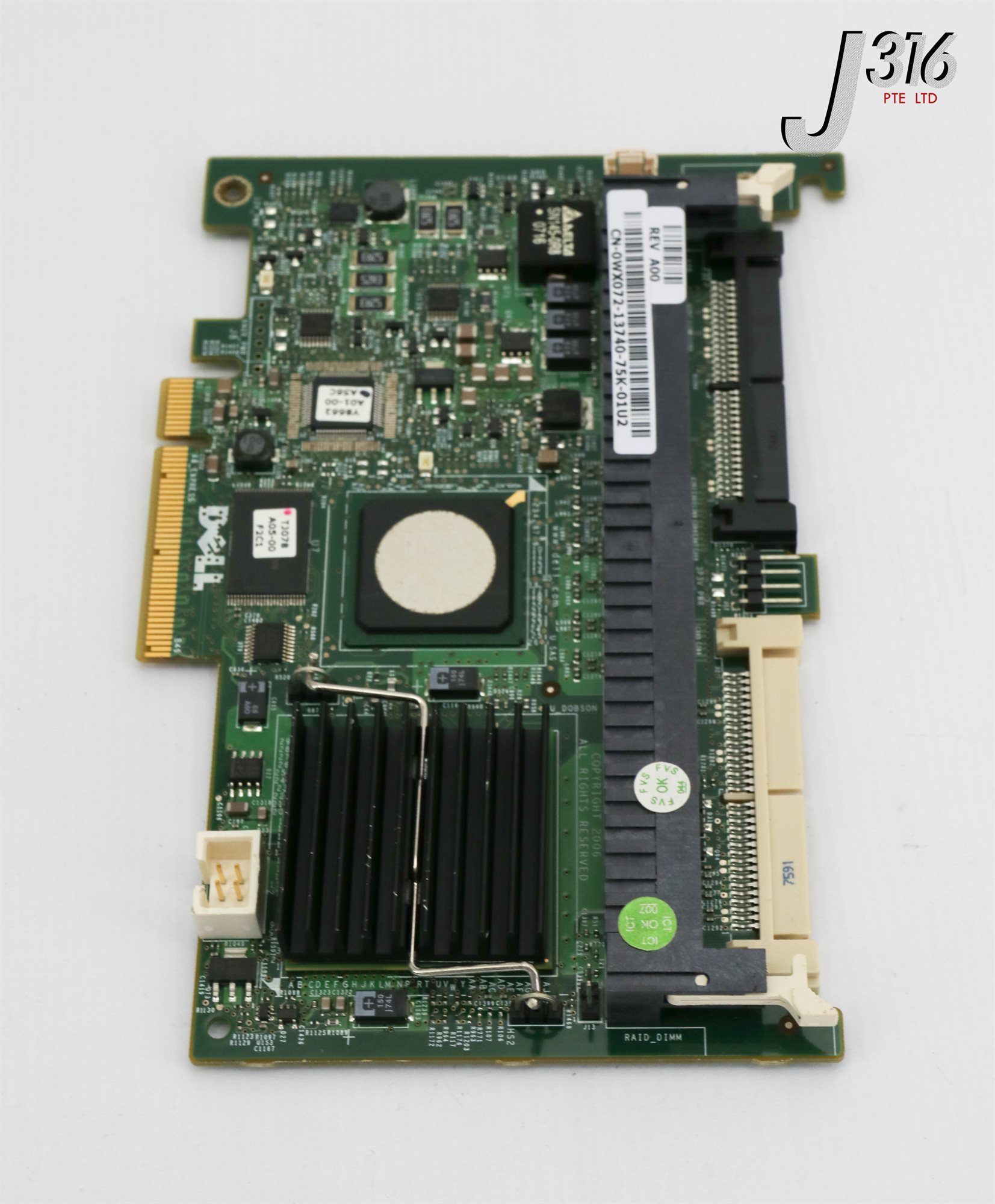 20840 DELL PCB, RAID CONTROLLER CARD, CN-0WX072-13740, UCP-51 PWB